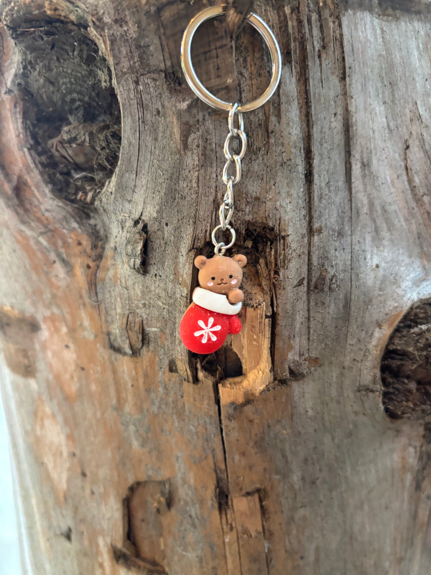 Bear in a mitten keychain