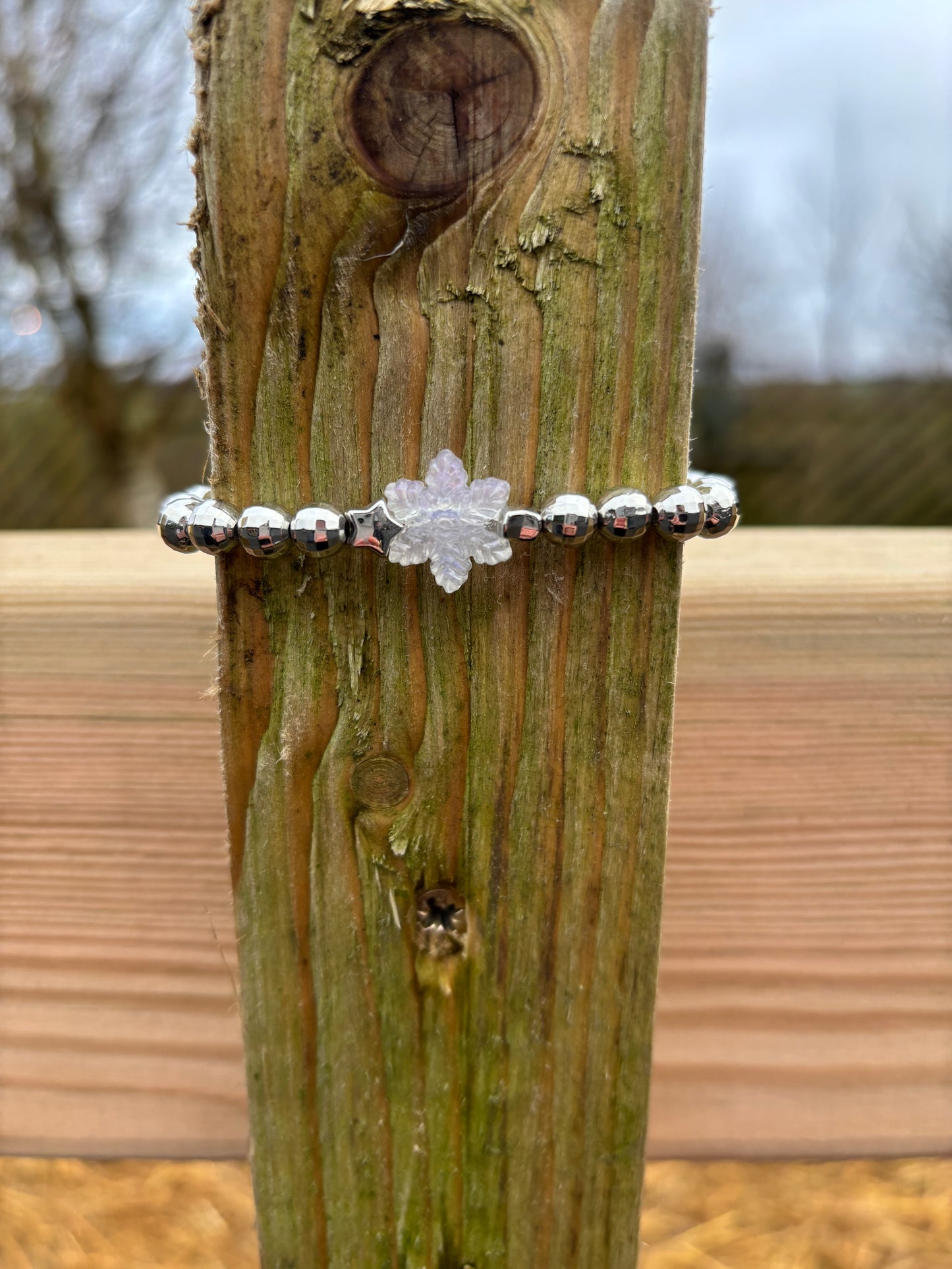 Disco ball snowflake Christmas bracelet